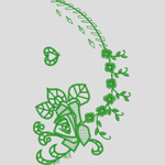 绿色刺绣植物图案