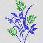 蓝绿植物刺绣图案