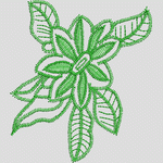 绿色刺绣花卉图案