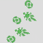 绿色植物与圆形徽章图案