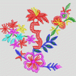 彩色刺绣花卉图案