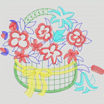 彩色刺绣花篮图案