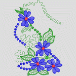 蓝色花朵刺绣图案