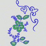 蓝色花纹刺绣图案