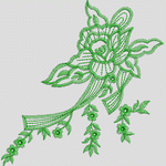 绿色刺绣花卉图案