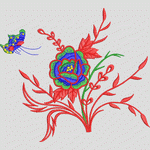 刺绣花卉与蝴蝶图案