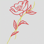 红色刺绣花卉图案