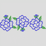 蓝色绣花玫瑰图案