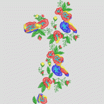 彩色花卉刺绣图案