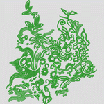 绿色植物刺绣图案
