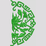 绿色植物刺绣图案