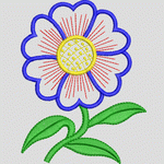 蓝色花朵刺绣图案