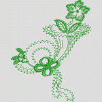 绿色刺绣花卉图案