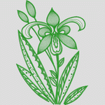 绿色兰花刺绣图案