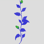 蓝色植物刺绣图案