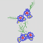 蓝色花朵刺绣图案