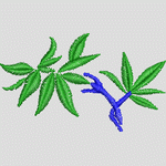 绿色植物与蓝色枝干图案