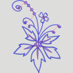 蓝色刺绣花卉图案设计