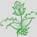 绿色刺绣花卉图案