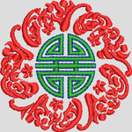 红色祥云环绕绿色“寿”字图案 唐装VIP