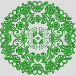 绿色刺绣圆形图案 唐装VIP