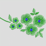 绿色刺绣花卉图案