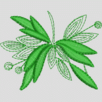 绿色植物刺绣图案
