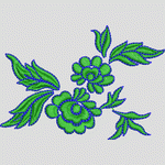 绿色花卉刺绣图案