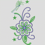 绿色花卉刺绣图案