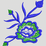 蓝色绣花玫瑰图案