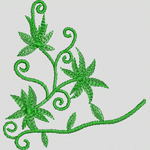 绿色植物刺绣图案