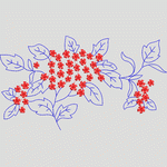 红色花朵与蓝色枝叶图案