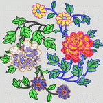 彩色花卉刺绣图案