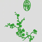 绿色刺绣花卉与吉祥图案 吉祥VIP