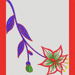 红色花朵刺绣图案