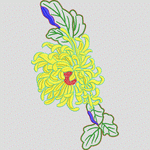 黄色菊花刺绣图案