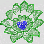 绿色莲花刺绣图案