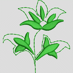 绿色植物刺绣图案