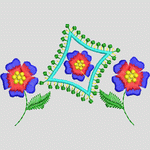彩色花卉刺绣图案