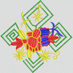 彩色花卉刺绣图案