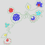 彩色刺绣花卉图案