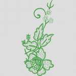 绿色刺绣花卉图案