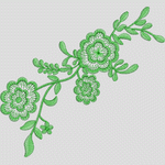 绿色刺绣花卉图案