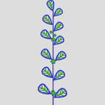 蓝色枝叶植物刺绣图案