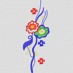 彩色花卉刺绣图案