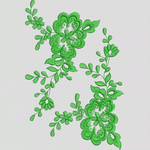 绿色刺绣花卉图案