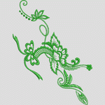 绿色刺绣花卉图案