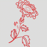 红色刺绣花卉图案