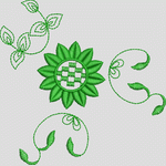 绿色植物刺绣图案