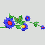 蓝色花朵刺绣图案